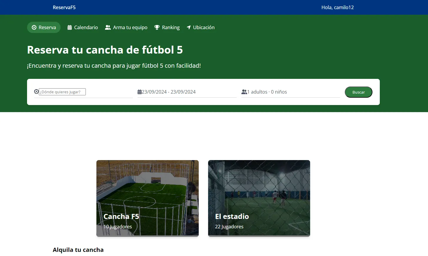 Reserva Fútbol 5